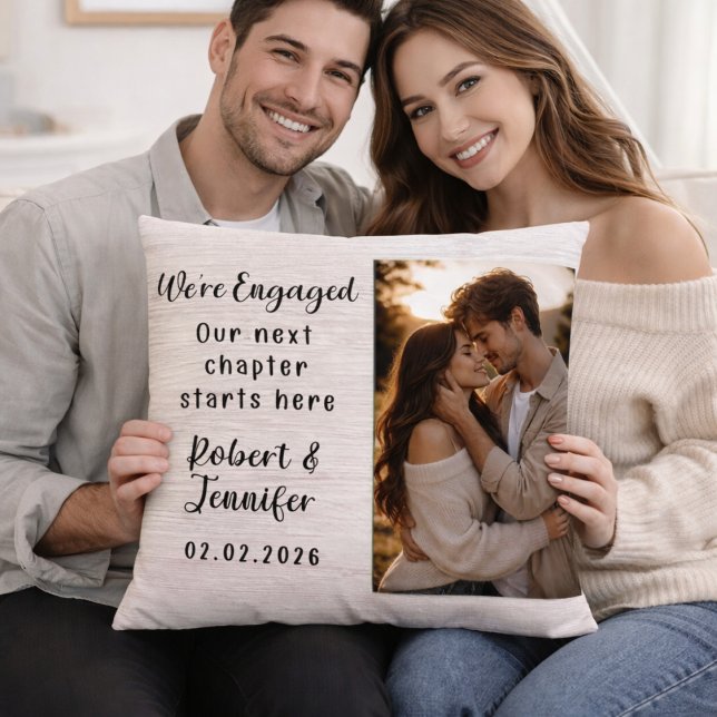 We’re Engaged Personalized Photo Throw Pillow Kissen (Von Creator hochgeladen)