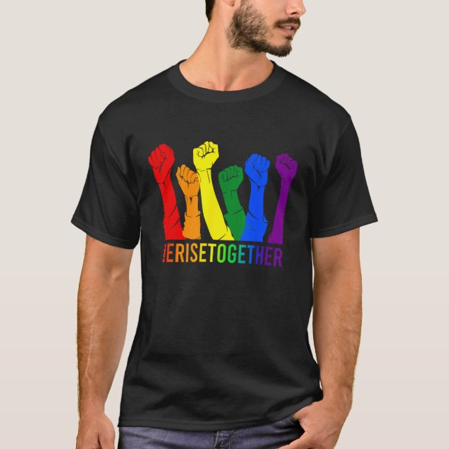 We Rise Together LGBT Gay Pride Support LGBTQ T-Shirt (Vorderseite)