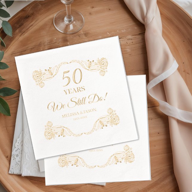 "We Still Do" 50th Wedding Anniversary Floral Servietten Mit Folie (Von Creator hochgeladen)