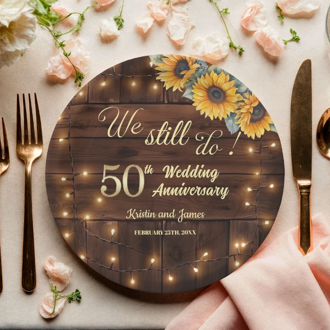 We Still Do 50th Wedding Anniversary String Lights Pappteller (Von Creator hochgeladen)