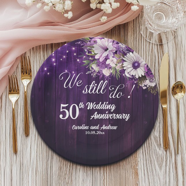 We Still Do 50th Wedding Anniversary String Lights Pappteller (Von Creator hochgeladen)