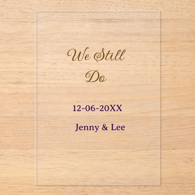 We still do brown pink name date year boho retro s acryleinladungen (Vorderseite)