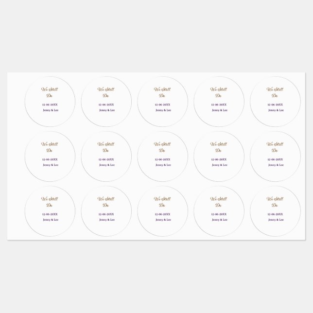 We still do brown pink name date year boho retro s etiketten (Blatt)