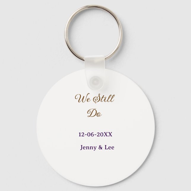 We still do brown pink name date year boho retro s schlüsselanhänger (Vorderseite)