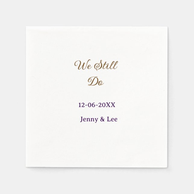 We still do brown pink name date year boho retro s serviette (Vorderseite)