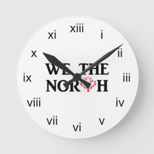 We the North with Red Maple Leaf Runde Wanduhr