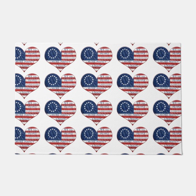 We The People American Flag Heart Fußmatte (Vorderseite)