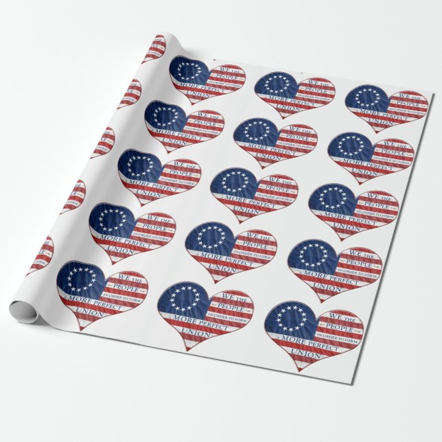 We The People American Flag Heart Geschenkpapier (Ungerollt)