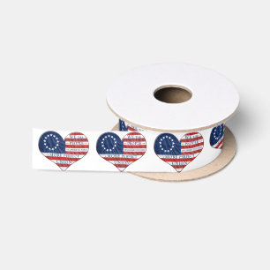 We The People American Flag Heart Satinband