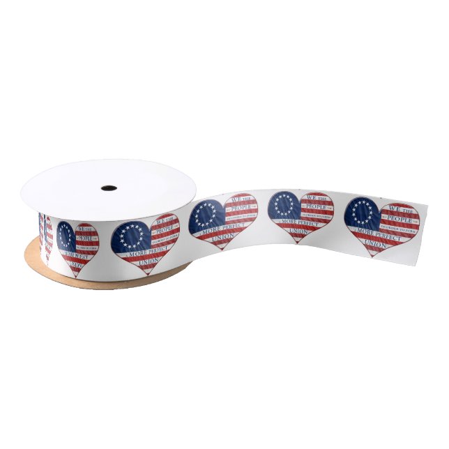 We The People American Flag Heart Satinband (Spule)