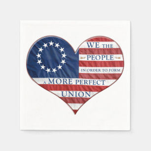 We The People American Flag Heart Serviette