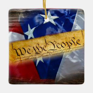 We The People American Flag Keramikornament