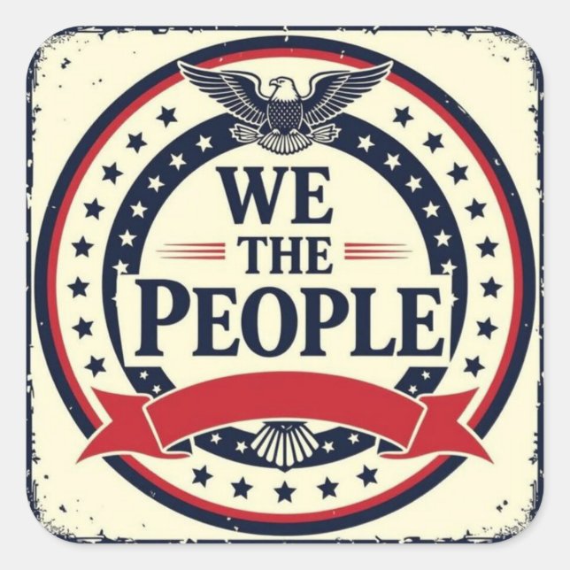 We the people classic American emblem  Quadratischer Aufkleber (Vorderseite)