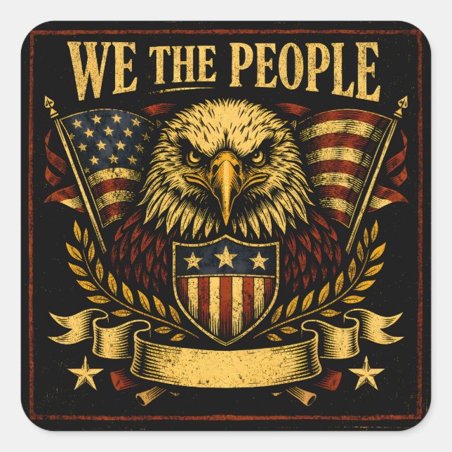 We The People – Constitutional American Pride Quadratischer Aufkleber (Vorderseite)