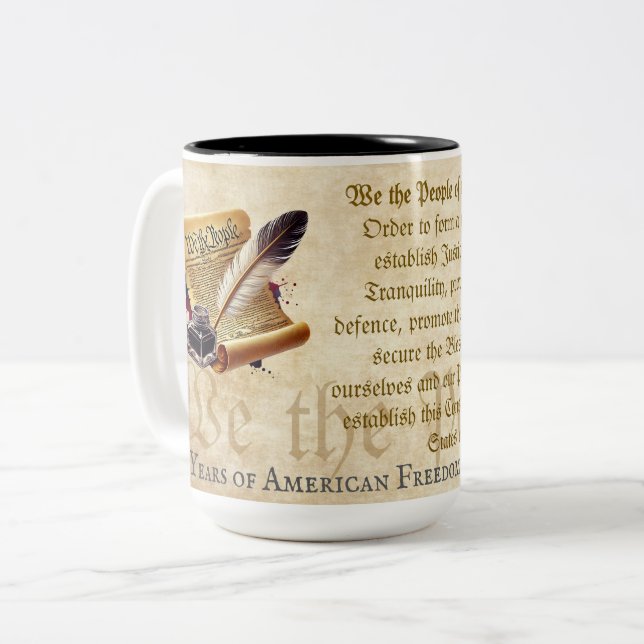 We the People Mug 250 Year Anniversary of America Zweifarbige Tasse (Vorderseite Links)