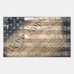 We The People Vintage Amerikanischer Flaggen Aufkl Rechteckiger Aufkleber