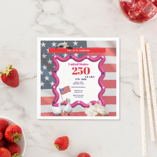 We The Silly Geese 250th Funny Celebration Serviette (Beispiel)