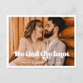 We tied the knot Vintage retro script photo Postkarte
