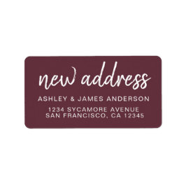 We’ve Moved Burgundy New Address Adressaufkleber