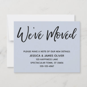 "We ve Moved" Moderne Handwriting Dusty Blue Card Einladung