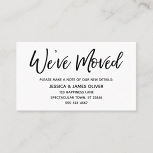 "We ve Moved" Moderne Handwriting Typografy Card Visitenkarte