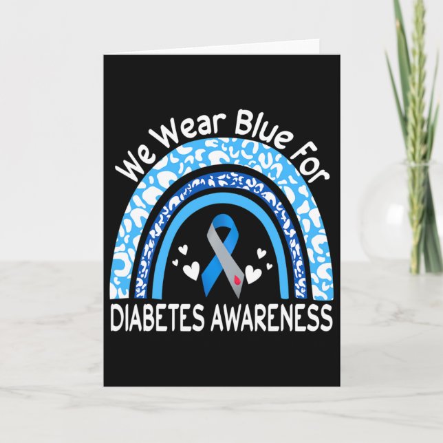 We Wear Blue For Diabetes Awareness Rainbow Leopar Karte (Vorderseite)