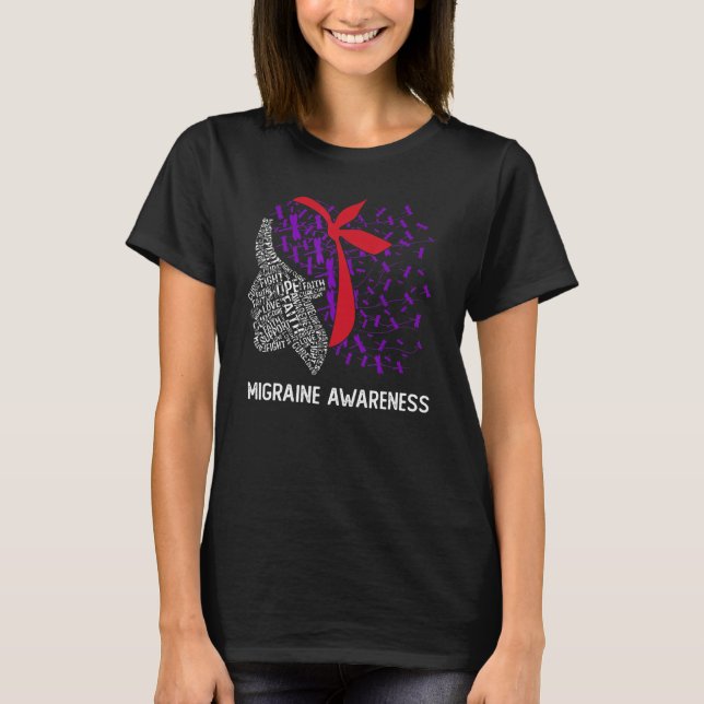 We Wear Purple & Red For Migraine Awareness T-Shirt (Vorderseite)