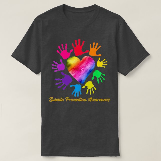We Wear Rainbow Heart For Suicide Prevention Aware T-Shirt (Design vorne)