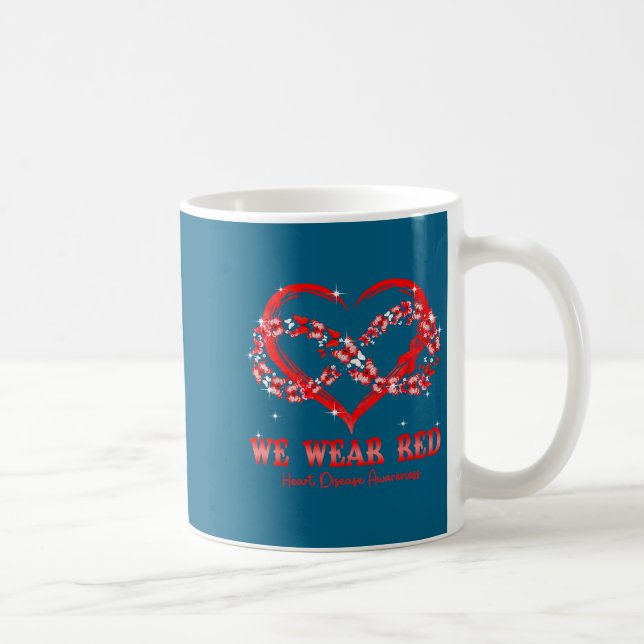 We Wear Red Butterfly Heart Heart Disease Awarenes Kaffeetasse (Rechts)