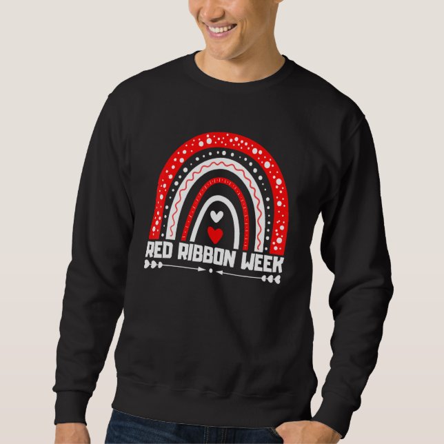 We Wear Red For Red Ribbon Week Awareness Leopard  Sweatshirt (Vorderseite)