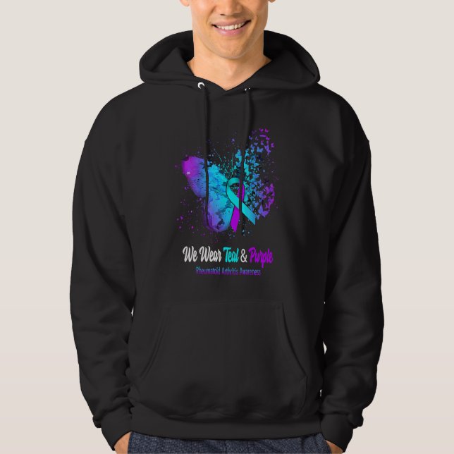 We Wear Teal And Purple Rheumatoid Arthritis Aware Hoodie (Vorderseite)
