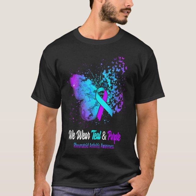 We Wear Teal And Purple Rheumatoid Arthritis Aware T-Shirt (Vorderseite)