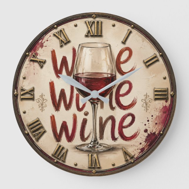 We Wine  Große Wanduhr (Vorderseite)