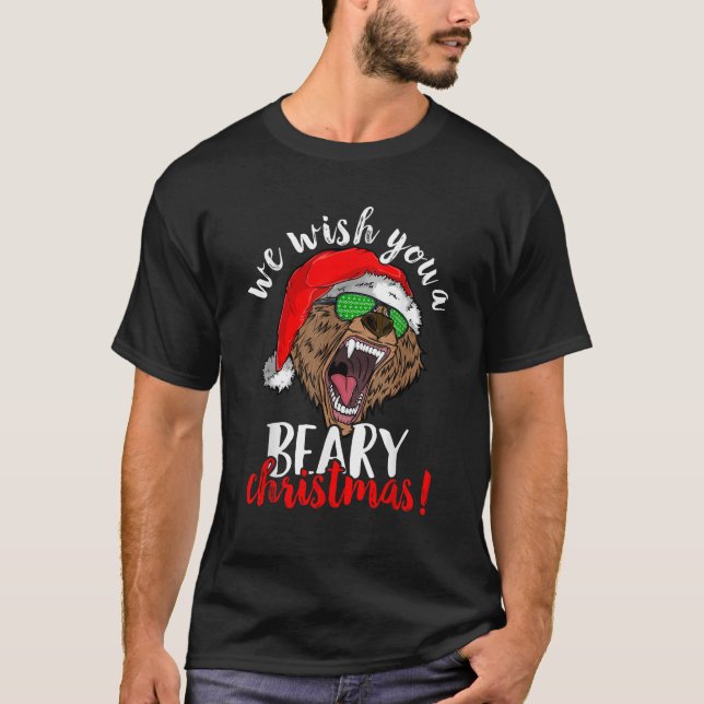 We Wish You A Beary Christmas Santa Bear Xmas Sung T-Shirt (Vorderseite)