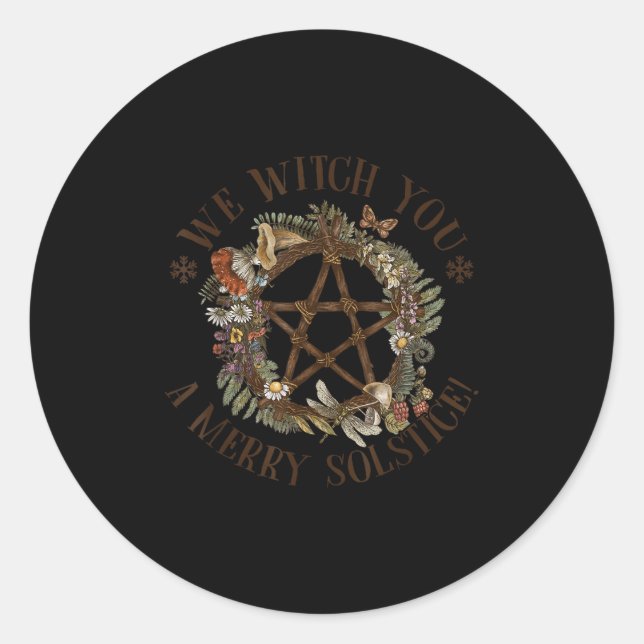 We Witch You A Merry Winter Solstice Yule Pagan Sa Runder Aufkleber (Vorderseite)