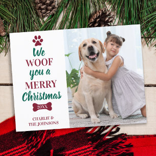 We Woof You Frohe Weihnachts Spaß Niedlichen Hunde Feiertagspostkarte