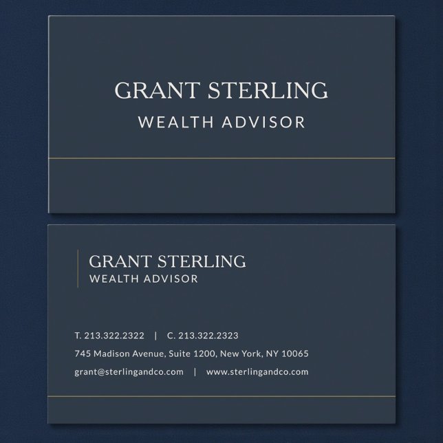 Wealth Advisor Navy Blue Professional Visitenkarte (Von Creator hochgeladen)