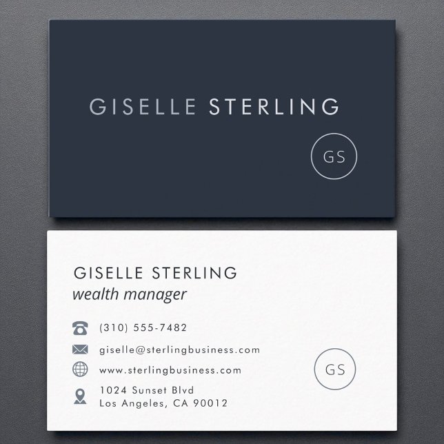 Wealth Manager Luxury Navy Blue Modern Visitenkarte (Von Creator hochgeladen)