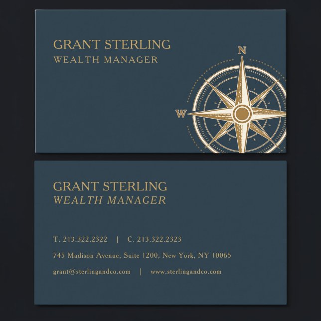 Wealth Manager Nautical Compass Professional Visitenkarte (Von Creator hochgeladen)