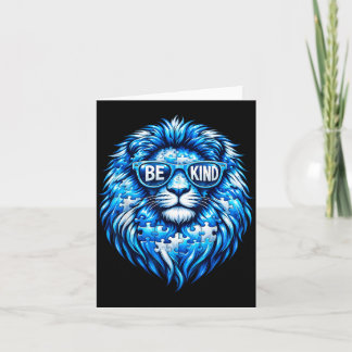 Wear Blue Autism Awareness Puzzle Lion Be Kind Men Karte