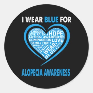 Wear Blue for Alopecia Awareness Faith Hope Liebe Runder Aufkleber