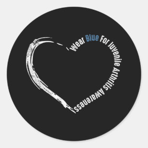 Wear Blue for Juvenile Arthritis Awareness Heart Runder Aufkleber