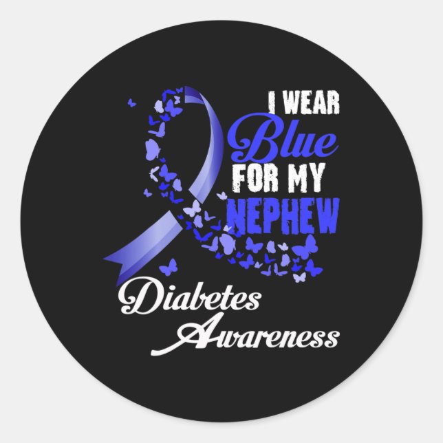Wear Blue For My Nephew T1d Diabetes Awareness Blu Runder Aufkleber (Vorderseite)