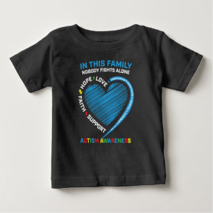 Wear Blue Heart Puzzle Piece Family Kampf Autismus Baby T-shirt
