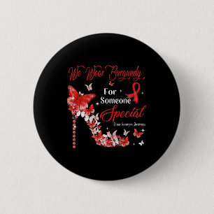 Wear Burgundy Butterflies Brain Aneurysm Awareness Button