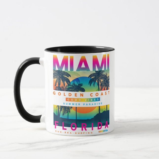 Wear Miami Florida T Shirts Miami farbenfroher Son Tasse (Links)
