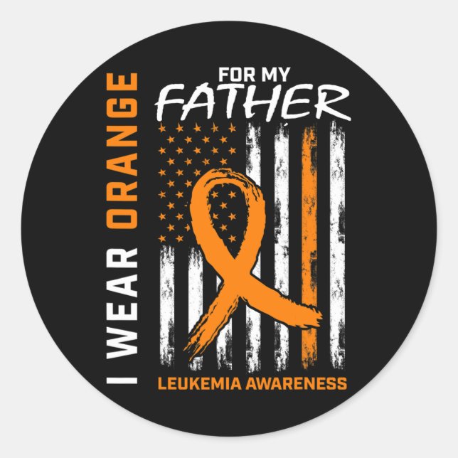 Wear Orange Vater Vater Leukämie Bewusstsein Ameri Runder Aufkleber (Vorderseite)