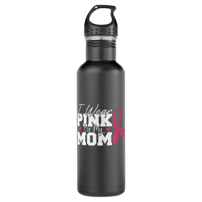 Wear Pink Mom Mother Family Matching Breast Cancer Edelstahlflasche (Vorderseite)