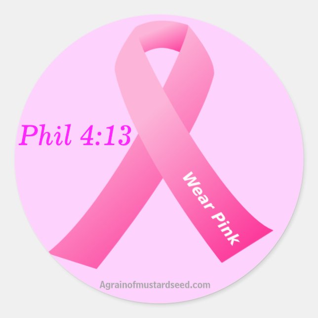 Wear Pink Philippians 4:13 Runder Aufkleber (Vorderseite)