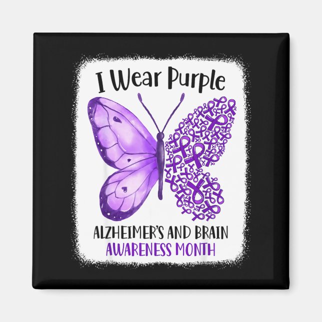 Wear purple alzheimer's and brain awareness month magnet (Vorne)
